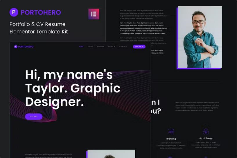 PORTOHERO – PERSONAL PORTFOLIO & CV ELEMENTOR TEMPLATE KIT